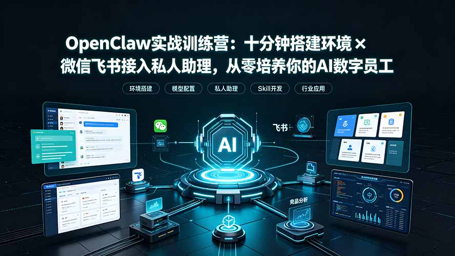 （19287期）OpenClaw实战特训营：十分钟搭建环境&times;微信飞书接入私人助理，从零培养你的AI数字员工