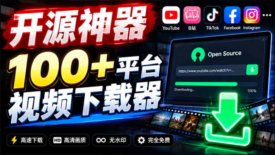 （20796期）YouTube、B站超100+平台视频免费下载， 超级好用，多平台免费开源热门视频下载器 ytDownloader