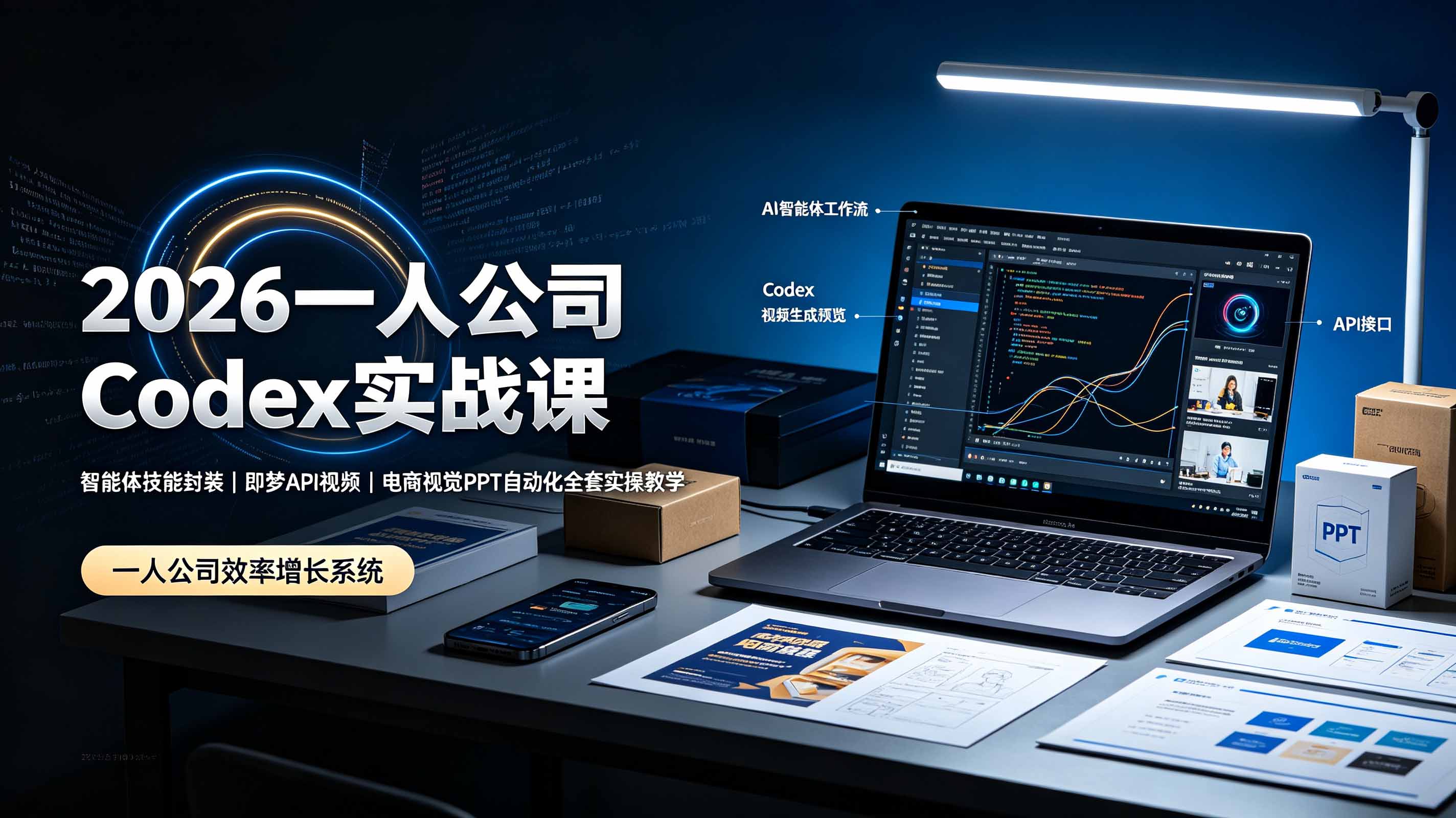 （19503期）2026一人公司Codex实战课◆智能体技能封装｜即梦API视频｜电商视觉PPT自动化全套实操教学