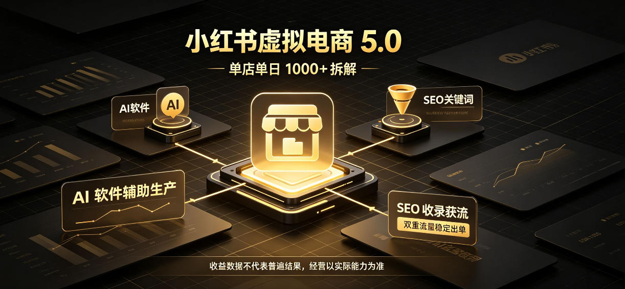 小红书虚拟电商5.0，单店单日1000+，AI软件+SEO收录，双重流量稳定出单【揭秘】