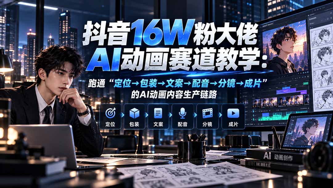 （20791期）抖音16W粉大佬规则门禁AI动画赛道教学：跑通&ldquo;定位&rarr;包装&rarr;文案&rarr;配音&rarr;分镜&rarr;成片&rdquo;的AI动画内容生产链路