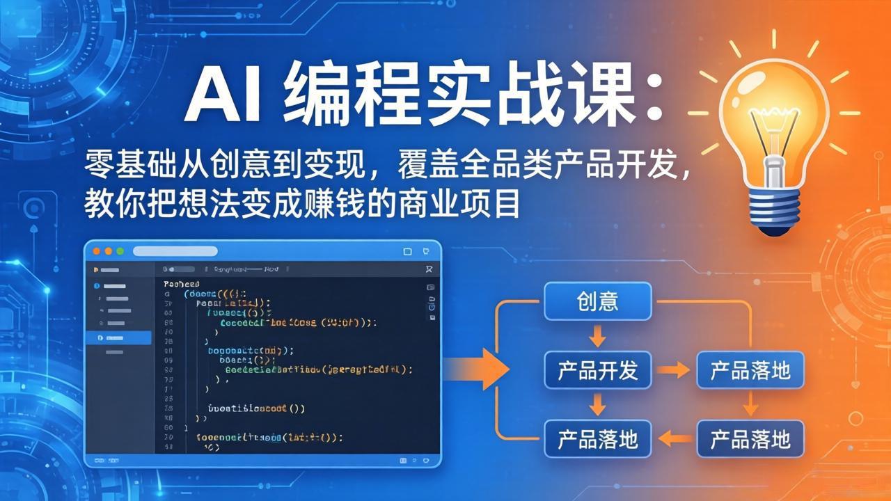 （18631期）AI编程实战课-第三期-5月更新：零基础从创意到变现，覆盖全品类产品开发，把想法变成赚钱项目