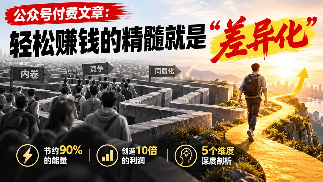 （20779期）公众号付费文章：轻松赚钱的精髓就是&ldquo;差异化&rdquo;