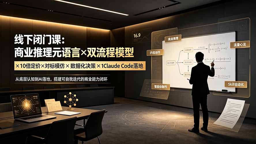 （19381期）线下闭门课：商业推理元语言&times;双流程模型&times;10倍定价&times;对标模仿&times;数据化决策&times;Claude Code落地，击穿认知盲区