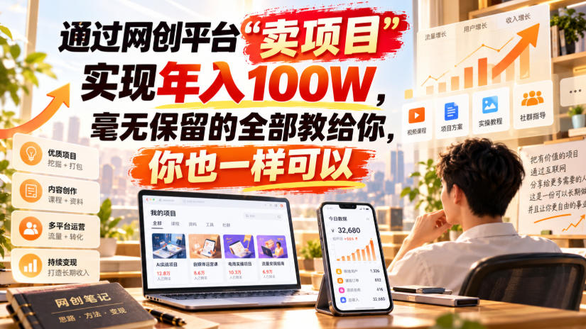 （20790期）通过网创平台&ldquo;卖项目&rdquo;实现年入百万，毫无保留的全部教给你！