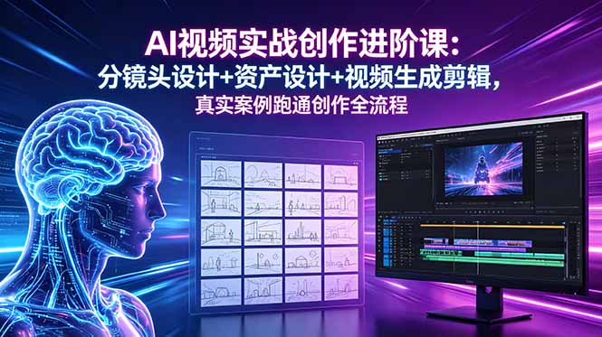 （18596期）AI视频实战创作进阶课：分镜头设计+资产设计+视频生成剪辑，真实案例跑通创作全流程