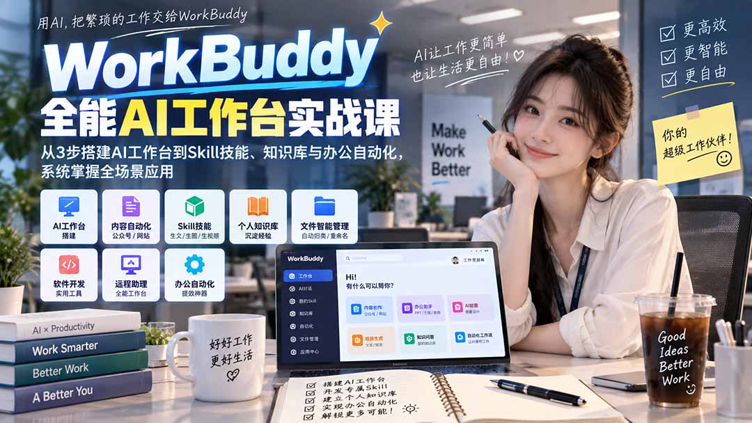（20403期）WorkBuddy全能AI工作台实战课：从3步搭建AI工作台到Skill技能、知识库与办公自动化，系统掌握全场景应用