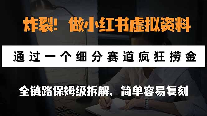 （21206期）炸裂！做小红书虚拟资料，通过一个细分赛道疯狂捞金，全链路保姆级拆解，简单容易复刻